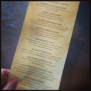 Lunch Menu for Napa Grille & Wine Den, Cambridge ON